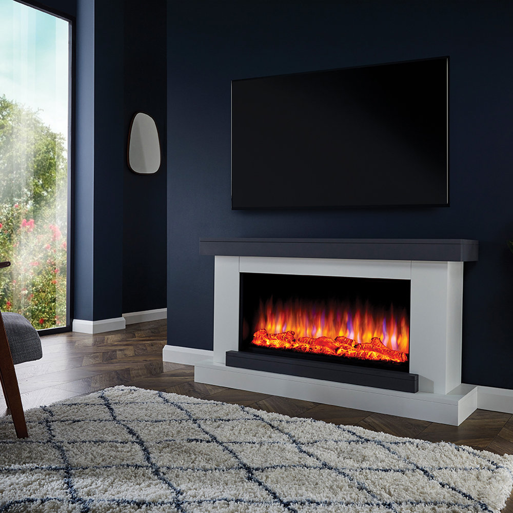 Suncrest Colorado Electric Fireplace Suite 130cm White & Grey - Image 2