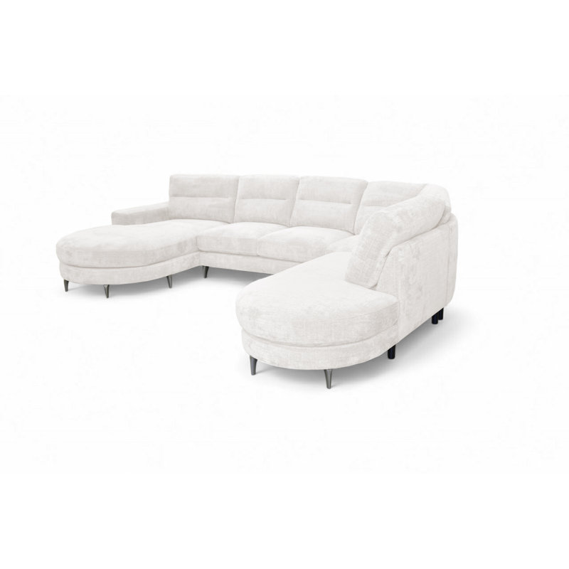 6 Seater Corner Sofa , White, Left Hand Facing
