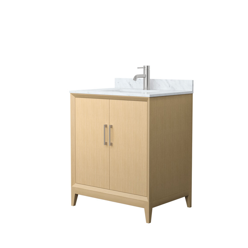 Janna 30" Freestanding Single Bathroom Vanity with Marble Top, Brushed Nickel