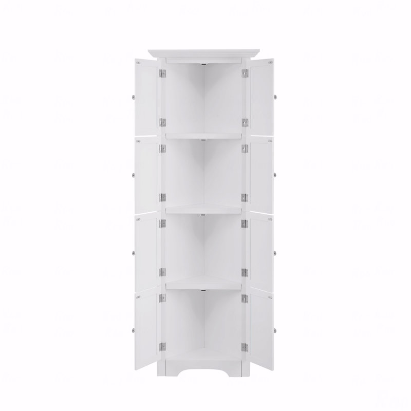 Armoire de rangement haute avec portes et 4 tablettes, Blanc