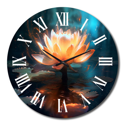 Horloge murale cinématique lotus blanc en étang mystique