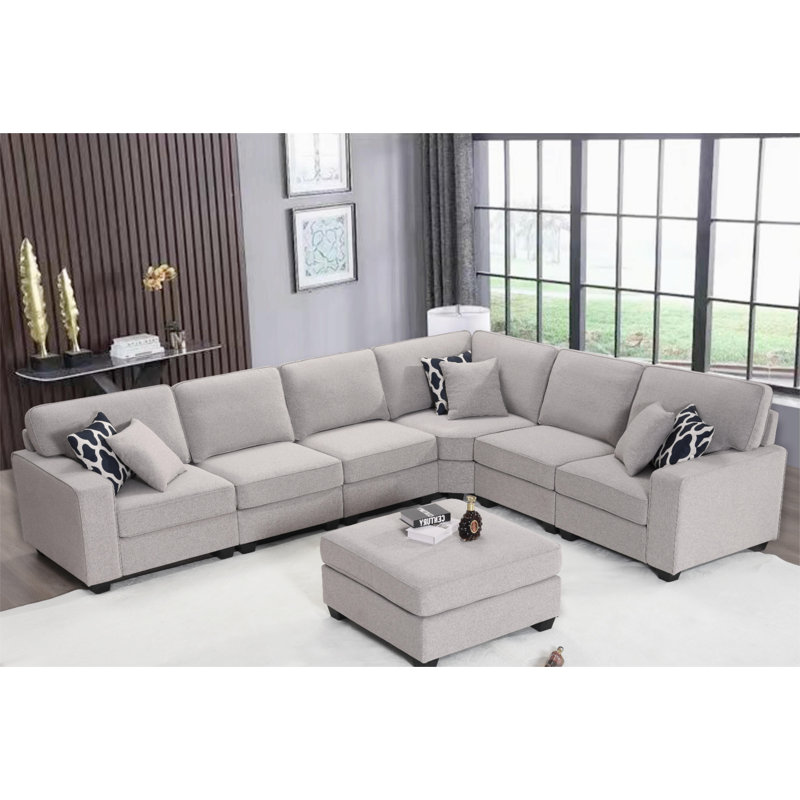 Rahyl 8 - Piece Flexible combination Sectional Sofa, Gray Polyester Blend