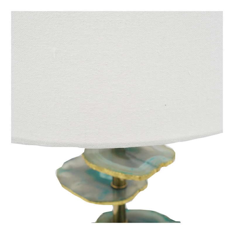D15x29.5" Verdant Agate-Slice Table Lamp w/ Marble Base, Green