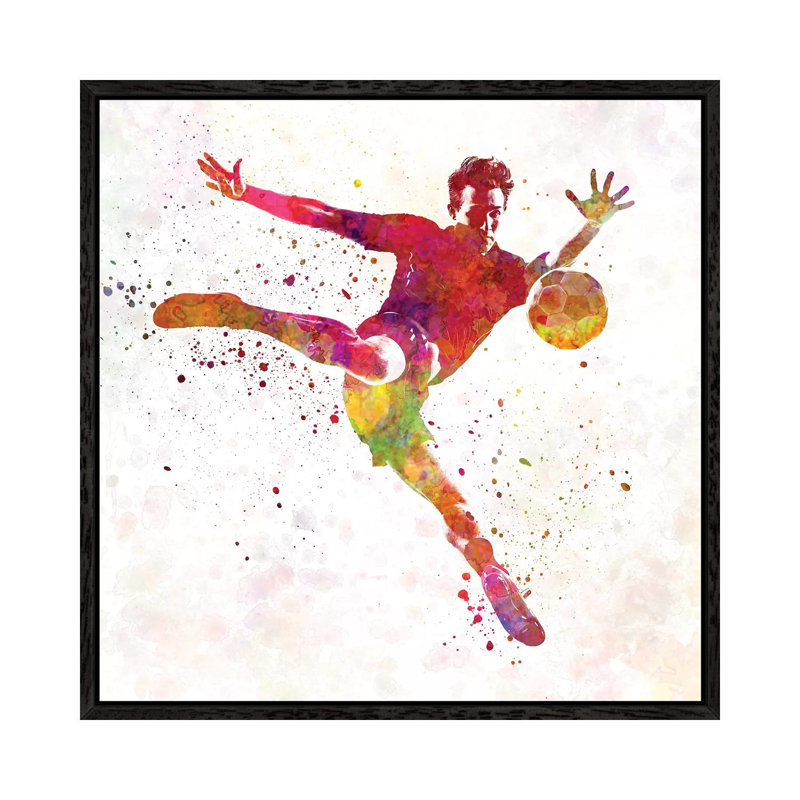 Man Soccer Football Player VIII by Paul Rommer - Floater Frame Gallery-Wrapped Canvas Giclée on Canvas, Black