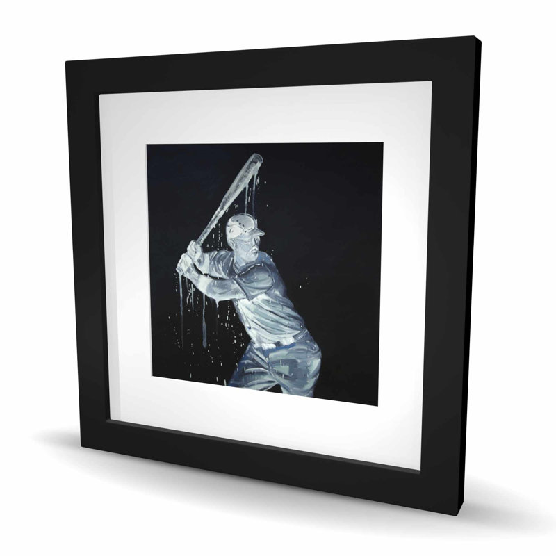 Baseball Player Blue Framed Matted Print - Home Decor
