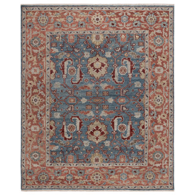 Samarkand 128 Area Rug In Turquoise / Rust