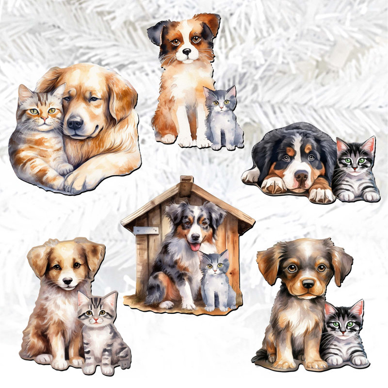 Ensemble de 6 décorations en bois à pince pour chien par Debrekht