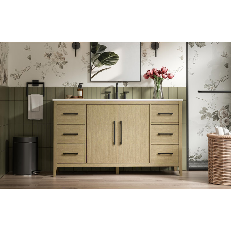 Meuble-lavabo simple 60 po, Brun miel