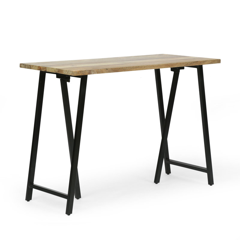 Gardenia Solid Wood Top Metal Base Writing Desk