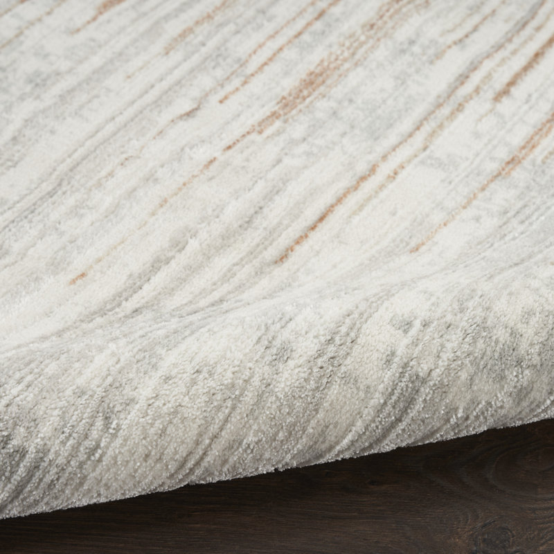 17 Stories Ihuoma 7'10" x 9'10" Ivory Grey Modern Indoor Rug