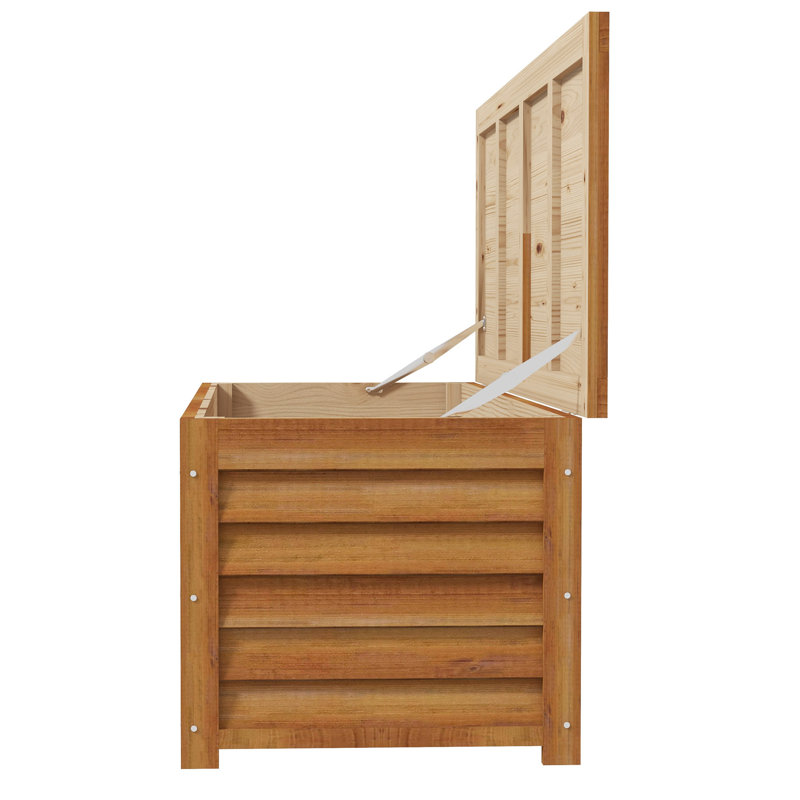 Outsunny 130cm W 47.5L Water Resistant Fir Solid Wood Deck Box in Brown