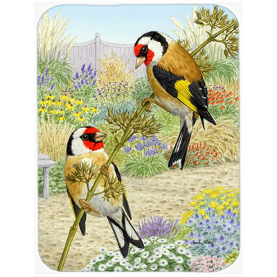Caroline's Treasures European Goldfinches Glass Cutting Board