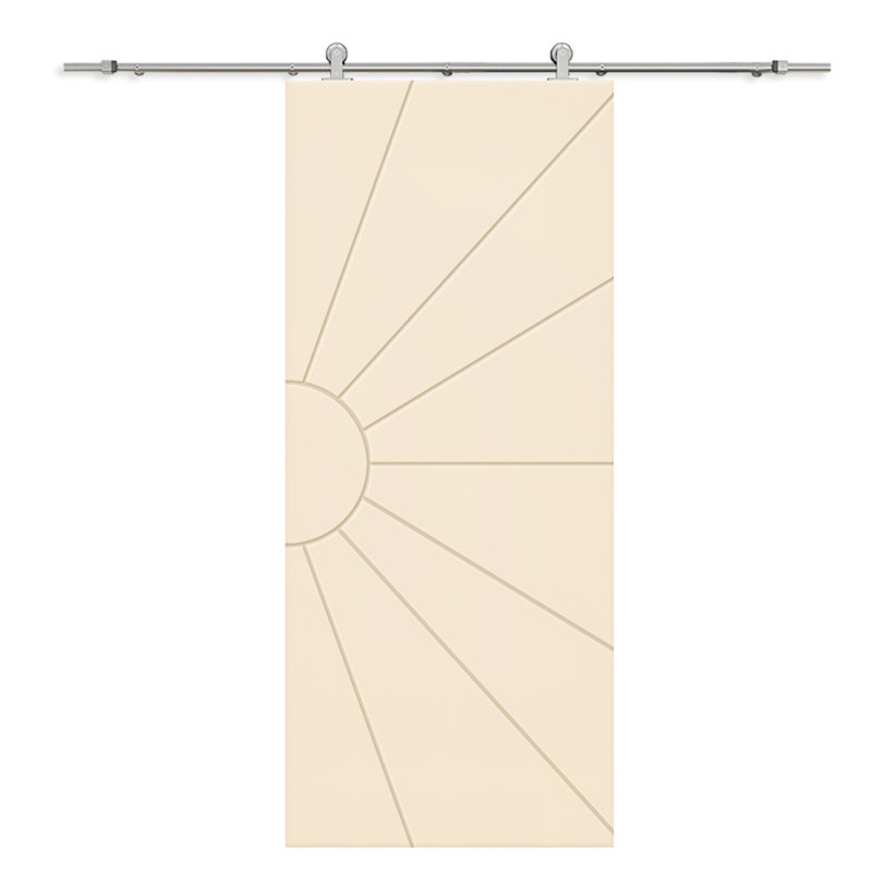 Porte de grange à panneaux et en bois manufacturé avec quincaillerie d'installation, 36 po x 96 po, Beige
