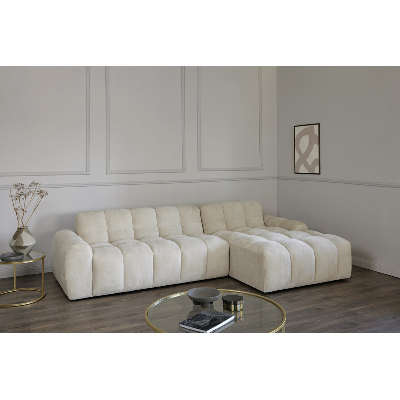 Charee 4 Seater Corner Sectional, Right Hand Facing, White Boucle
