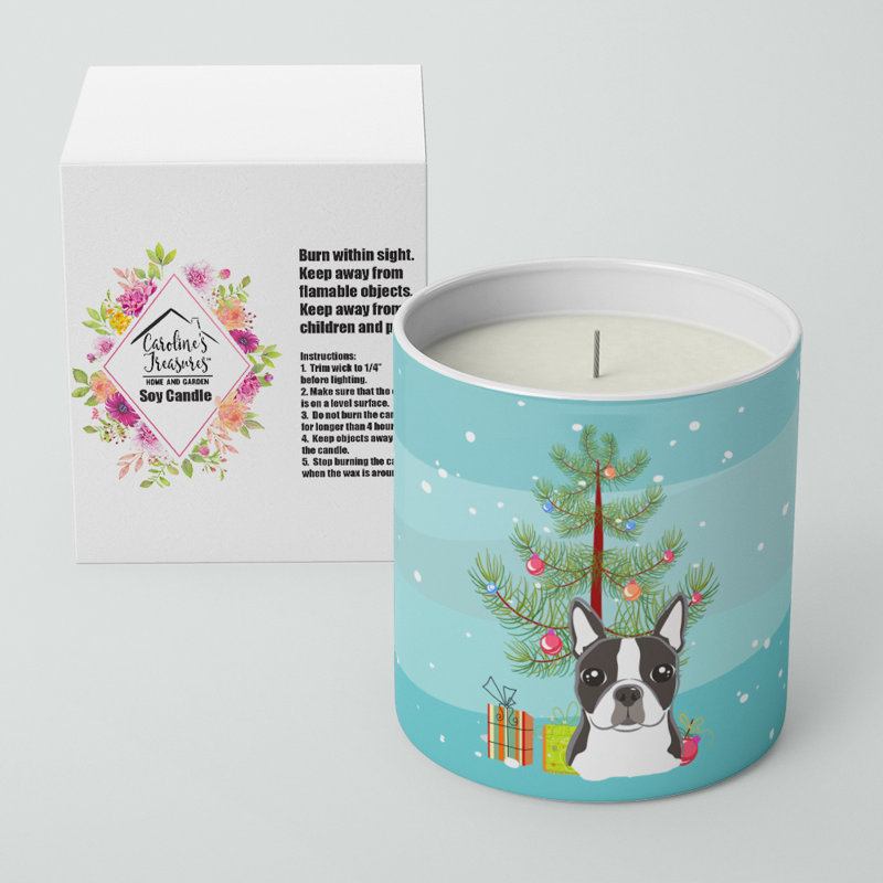 Arbre de Noël et bougie de soja décorative 10 oz Boston Terrier