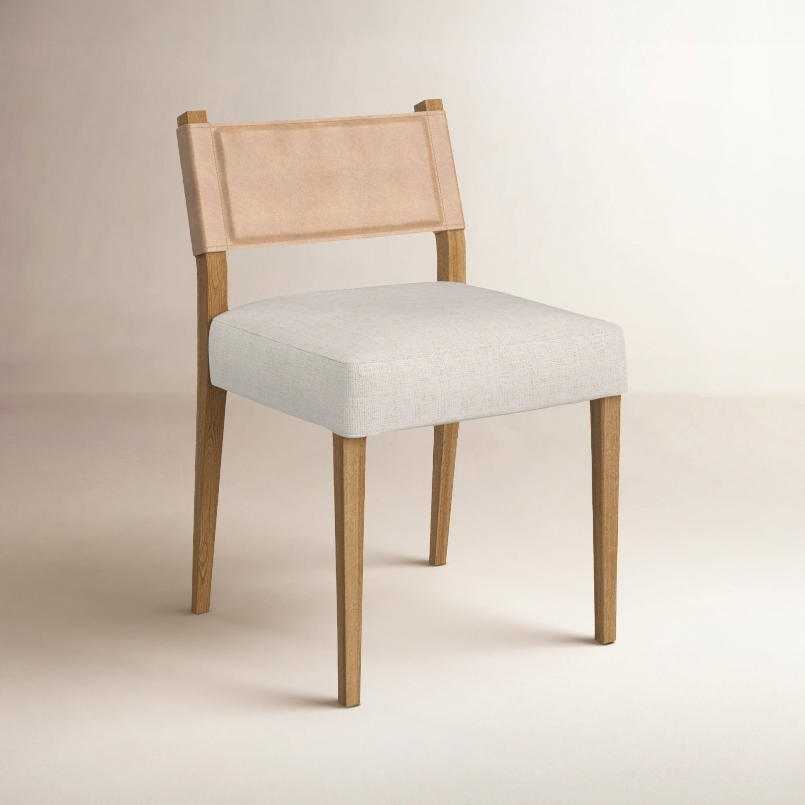 Lorretta Genuine Leather Dining Chair, Polyester/Leather Winchester Beige, Natural