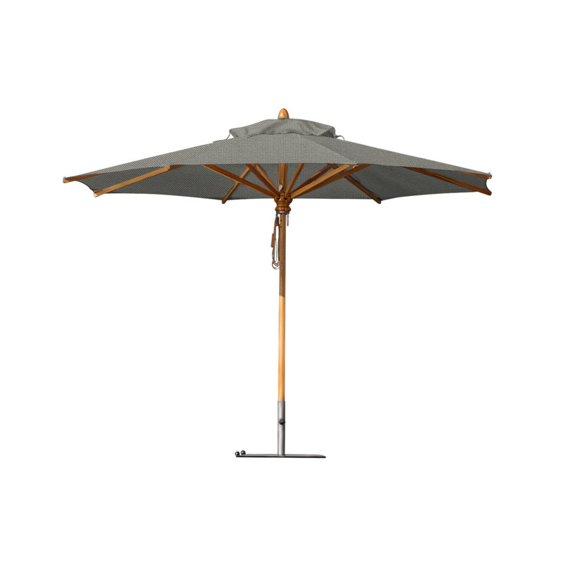 Safari 11.5' Round Umbrella, Square Metal w/ wheels+2.25" Stainless Steel Tube, Stone Gray, 99.6" H x 137" W x 137" D