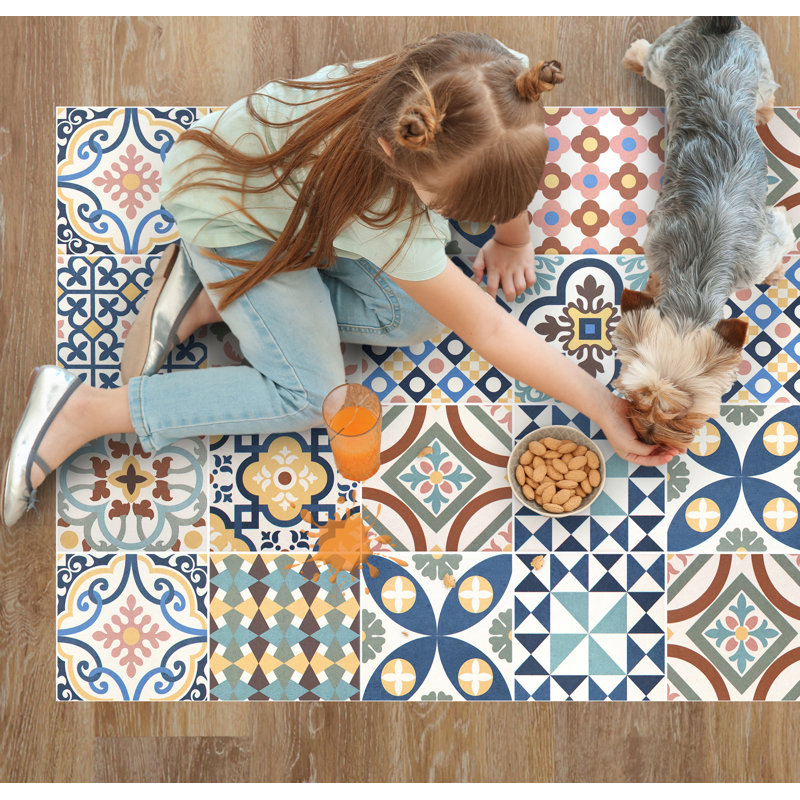 Alcia Vinyl Machine Printed Area Rug, Runner 66 x 250cm