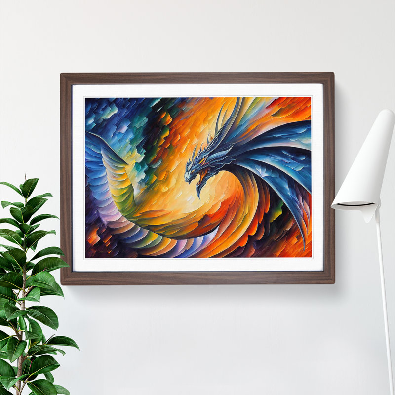 XH1022-2772X Dragon Art Vol.2 - Single Picture Frame Print, 34cm H x 46cm W x 2cm D, Walnut Framed