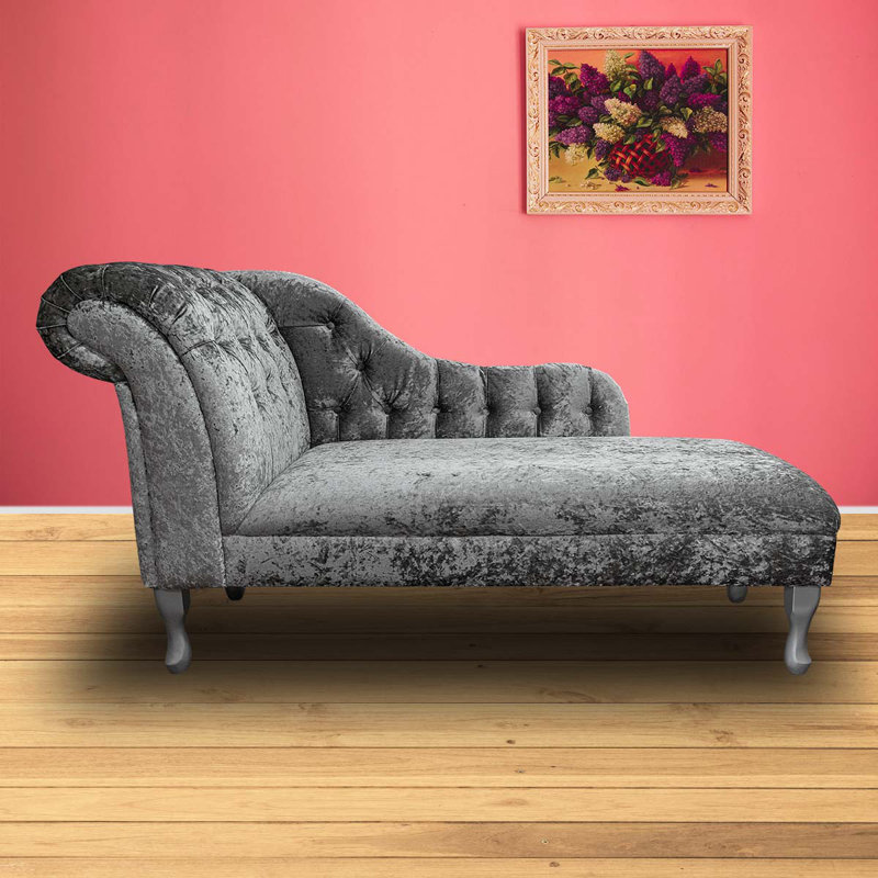 Upholstered Chaise Lounge, Grey, Black