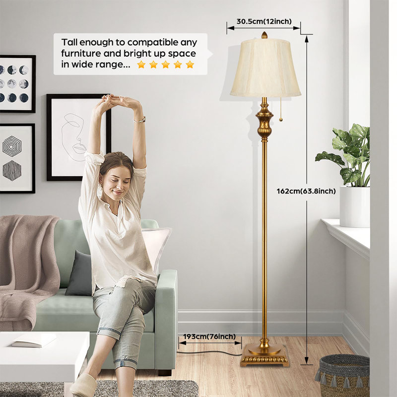 Traditional Floor Lamp, Brown, Gold