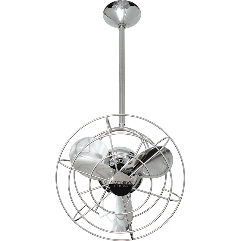 16" Bianca Direcional 3 Blade Ceiling Fan, Chrome, 5" Downrod, Metal
