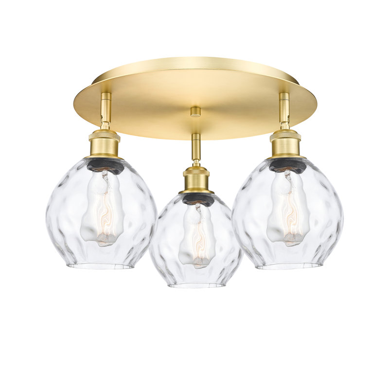 Beren Glass Flush Mount, Satin Gold