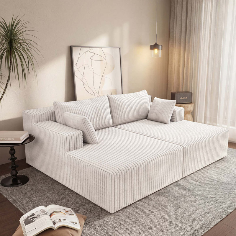 Canapé modulaire avec méridienne en forme de nuage, canapé modulaire moderne avec assise profonde, rembourré pour le salon et la chambre à coucher, aucun assemblage requis