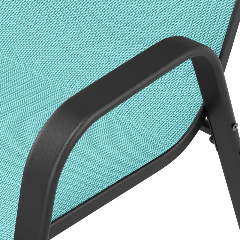 Chaises de patio Calloway avec design ergonomique, tissu imperméable Teslin, Bleu ciel, Ensemble de 6
