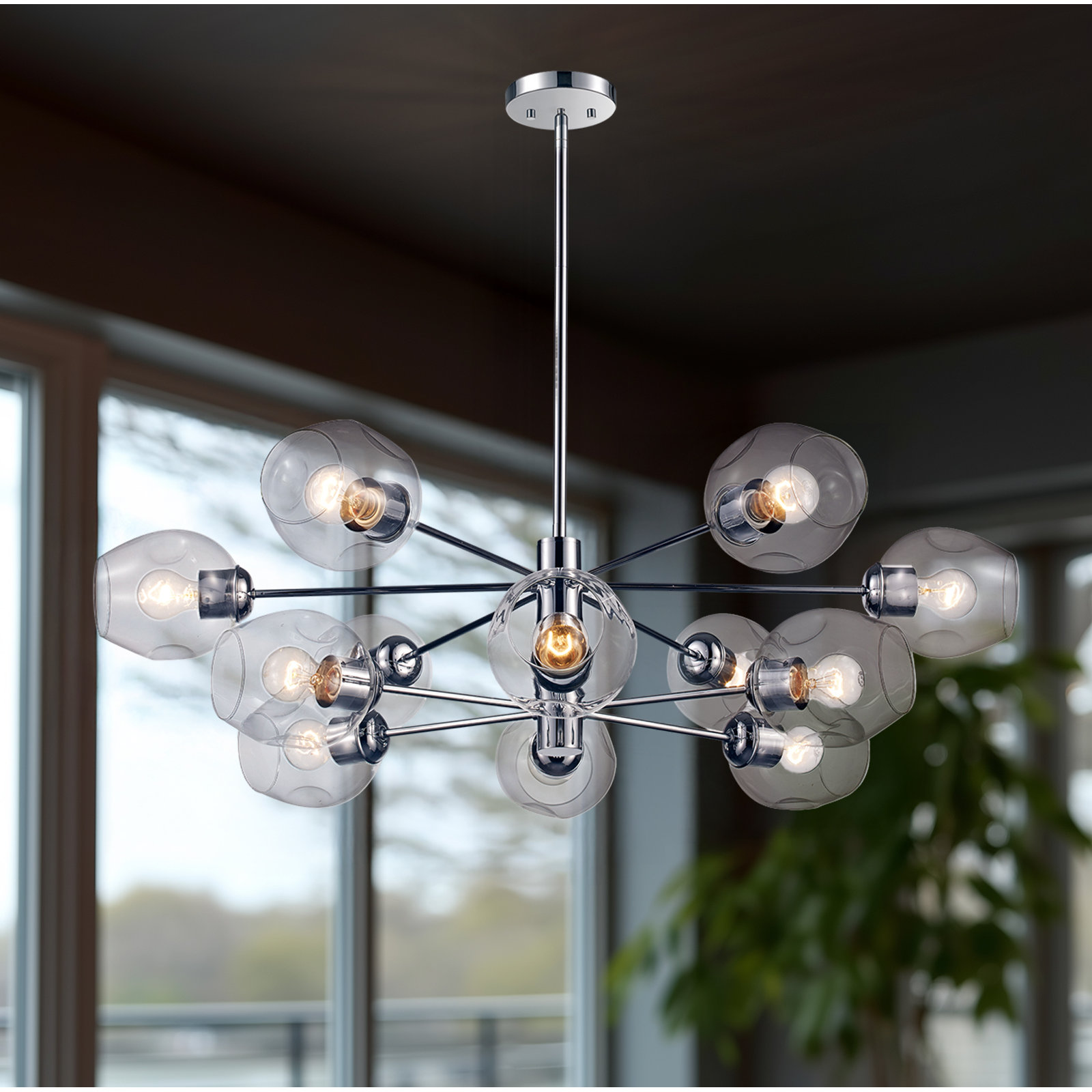 Anastasia 12 - Light Dimmable Sputnik Chandelier, Polished Chrome, Clear