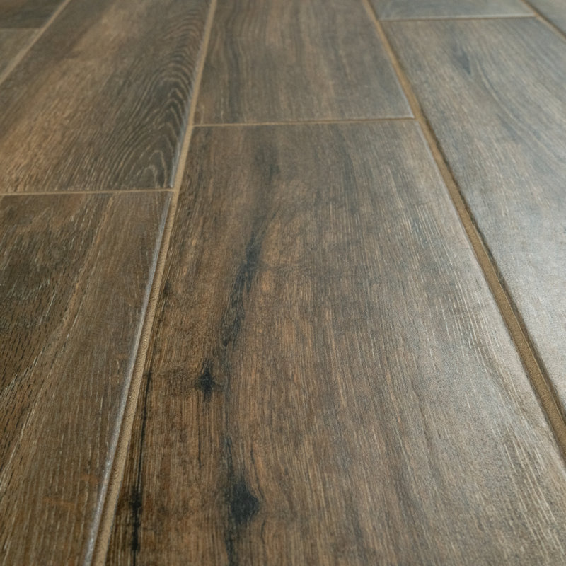 Camila 6 in. x 36 in. Matte Porcelain Wood Look Floor and Wall Tile, Noire