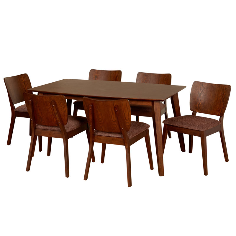 Avneet Four Leg Dining Set, 7 Pieces: 1 Table, 6 Chairs