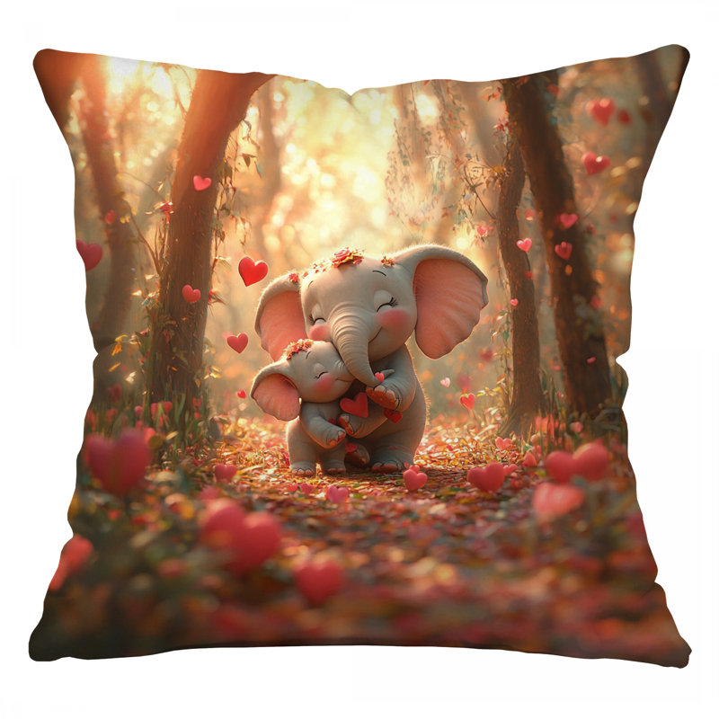 Coussin Elephants, Carré 14 po