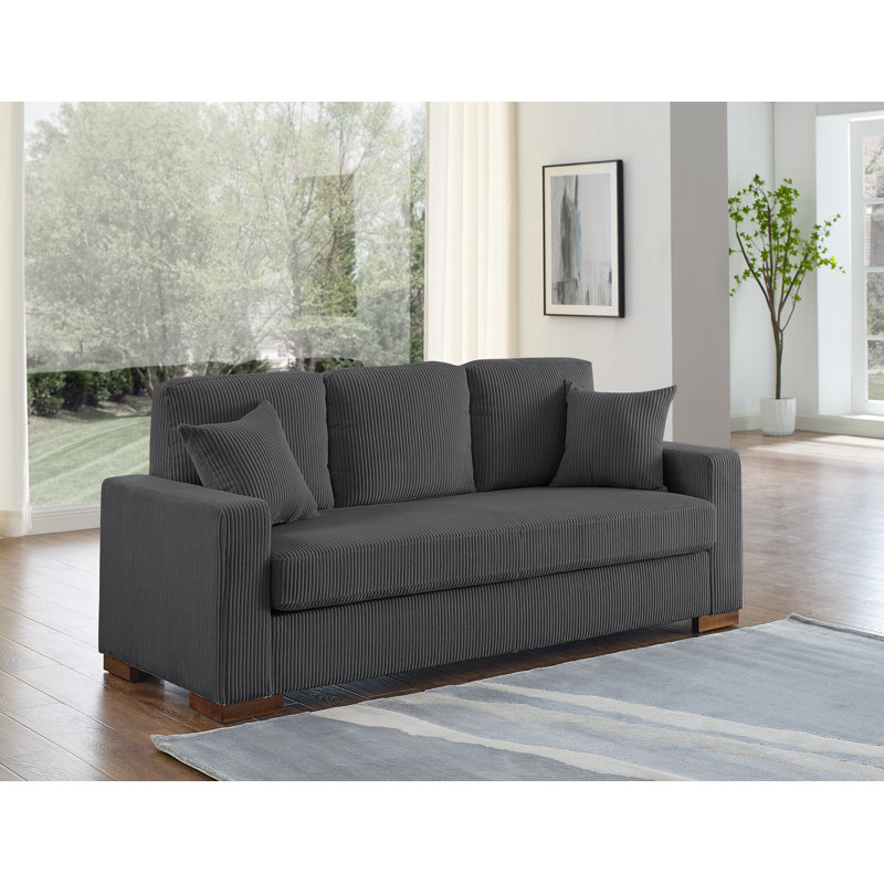 Edmundo 75'' Square Arm Sofa, Dark Gray Corduroy
