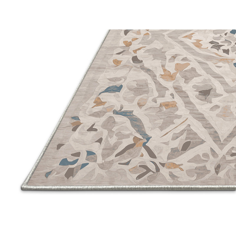 Tapis beige soyeux et moelleux, Rectangle 2 pi x 3 pi
