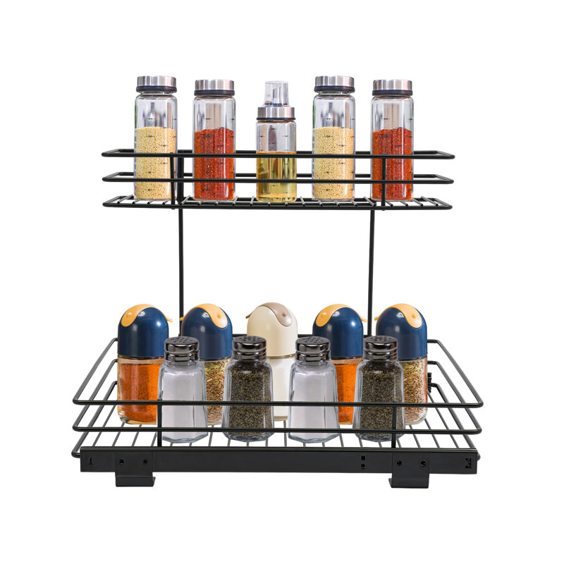 Pull Out Drawer Under Sink Slide Out Organizer, Matte Black