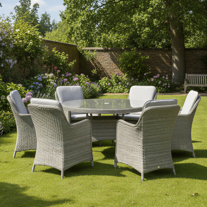 Patio Dining Set with, Light Grey, 6, 73.5cm H x 135cm W x 135cm D