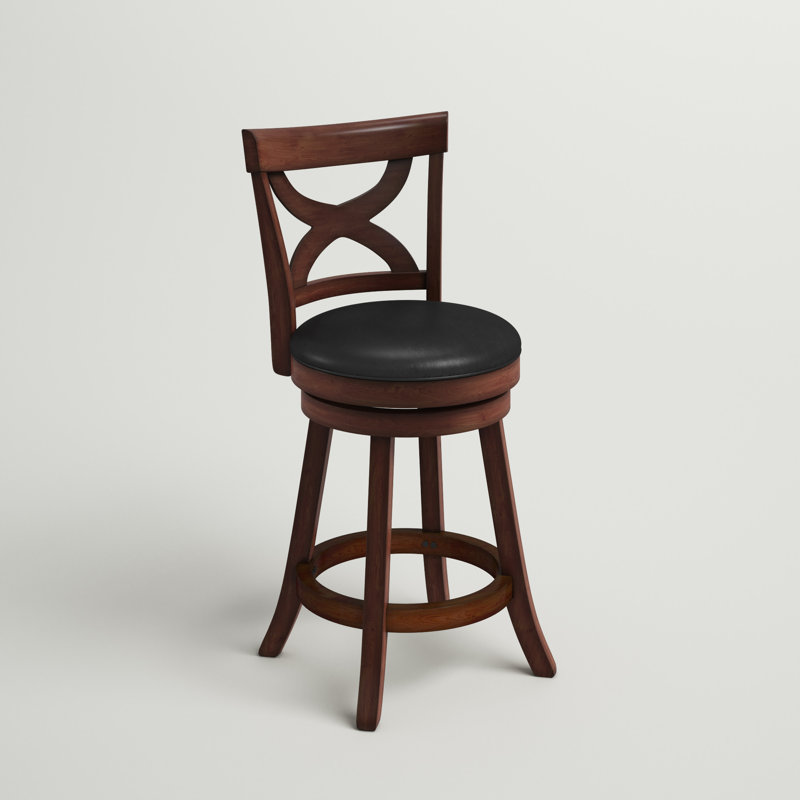 Aislinn Swivel Upholstered Faux Leather Counter Stool with Solid Wood Frame, Counter Stool (24" Seat Height)