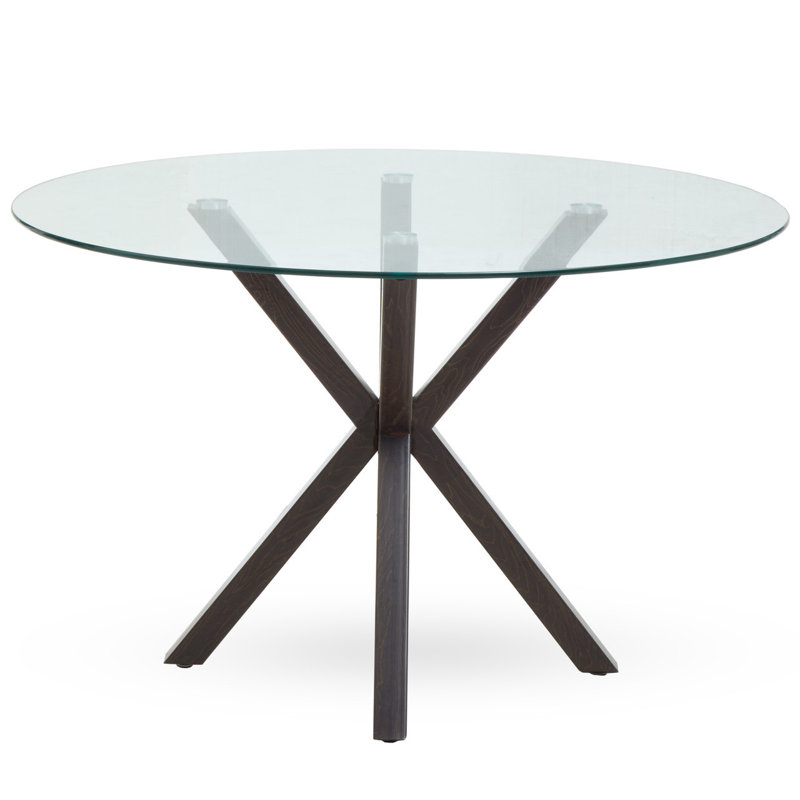 Autry Round Glass Top Dining Table, Black
