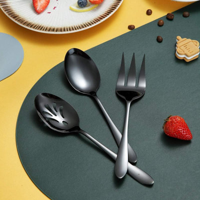 10-Piece Stainless Steel Serving Utensil Set, Includes Slotted Spoon, Serving Spoon And Fork, Mirror Polish Flatware Set For Dining, Catering And Home Use