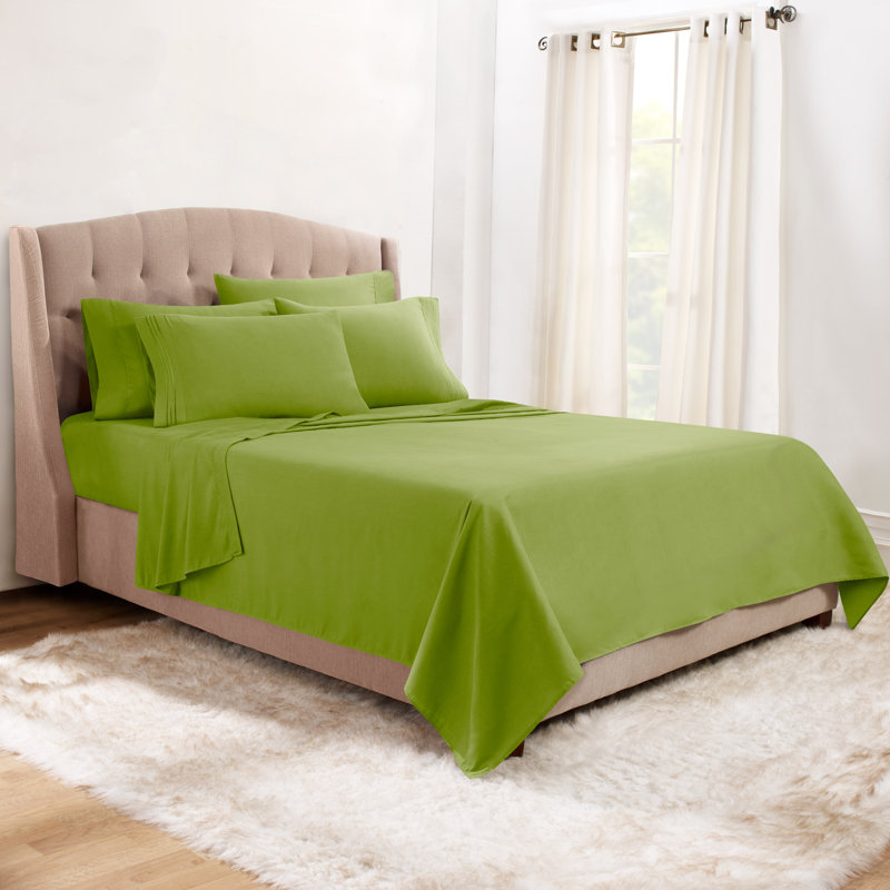 Microfiber Sheet Set, Calla Green, King Sheet Set + 1 Fitted Sheet + 4 Pillowcases