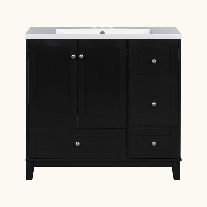 Modern Bathroom Vanity with USB Charging, Black