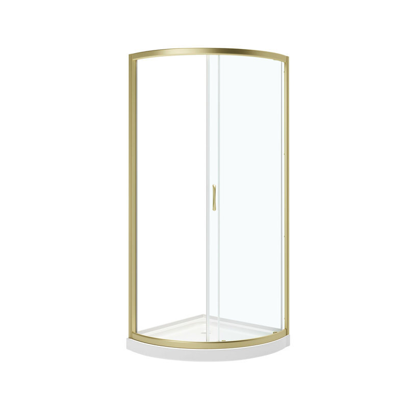 Ensemble de douche de coin rond en or brossé L 35 po x l 35 po x H 72,83 po Breeze