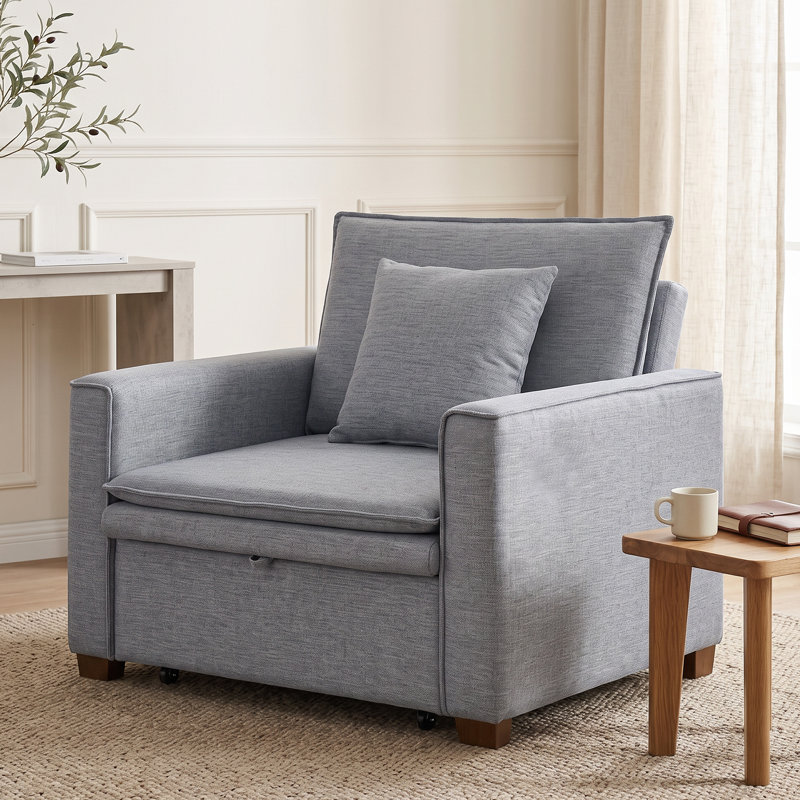 Fauteuil d'appoint convertible 3 en 1, fauteuil-lit multifonctionnel pour petits espaces, Light Gray