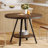 Small Round Dining Table for 2-4 People, 2-Tier Industrial Kitchen Dinner Table with Sturdy Metal Leg, 35-Inch Circle Kitchen & Dining Room Furniture, Rustic Brown