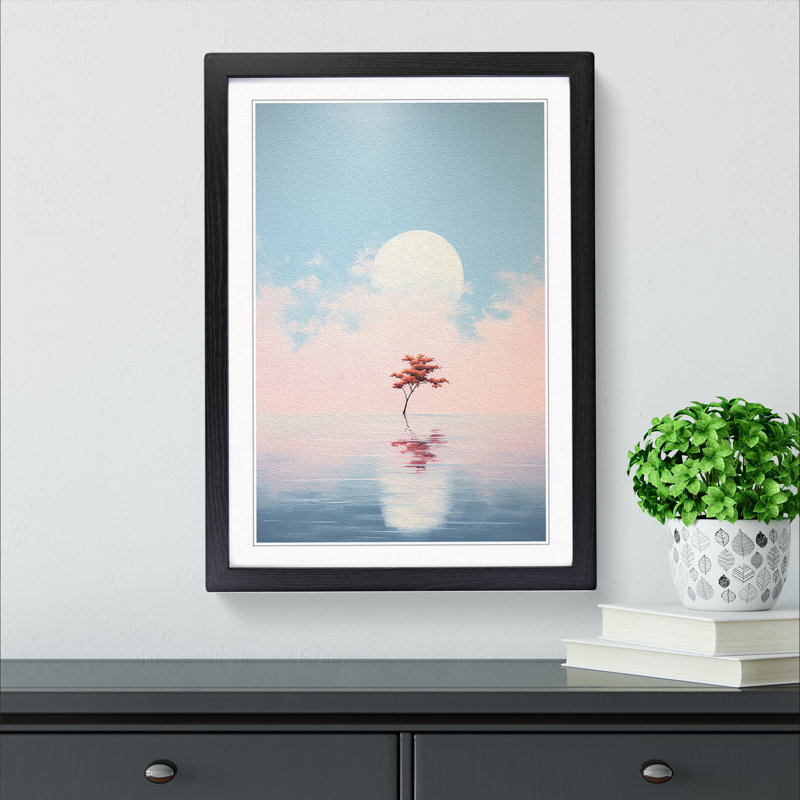XYZ-FRM-V1223-4522 Minimalist Impressionism No.2 - Single Picture Frame Print on Wood, 34cm H x 25cm W x 2cm D, Black 