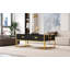 Table basse moderne moderne noire avec 4 tiroirs et base dorée de 47,3 po-1483946128
