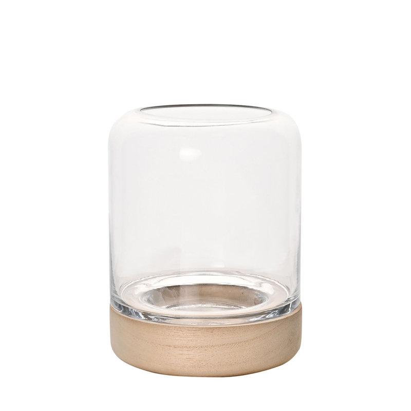 Glass Tabletop Candlestick, 17.1 cm H X 13.1 cm W X 13.1 cm D