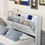 Structure de lit simple avec structure en bois avec fonction de rangement avec tête de lit et prises de courant, structure de lit extensible avec lit gigogne simple avec trois tiroirs avec fonction de rangement, finition blanche-1958686025-1958686031