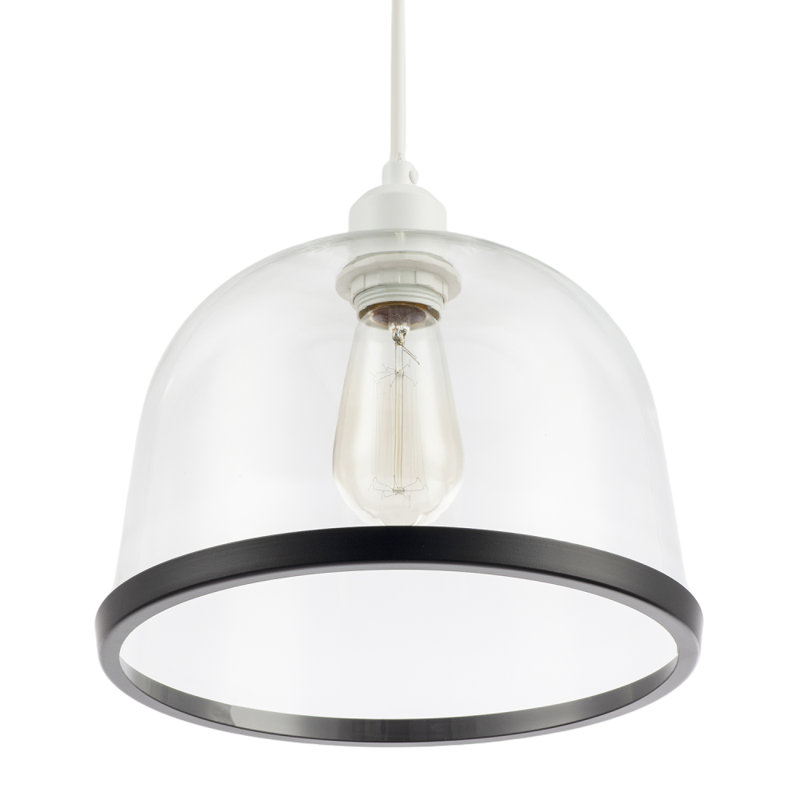 Modern Clear Glass Bowl Pendant Light Shade With Antique Brass Rim By , Black